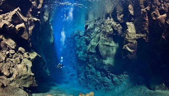 The Silfra rift in Iceland: the only place in the world where you can dive between two continental plates