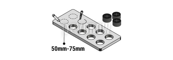 Mark out the spots in which your plants will be inserted, with a circumference of 50-75mm