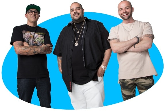 Image of the 3 people in charge of the brand collaboration, from left to right, Berner, Matthew and Iván