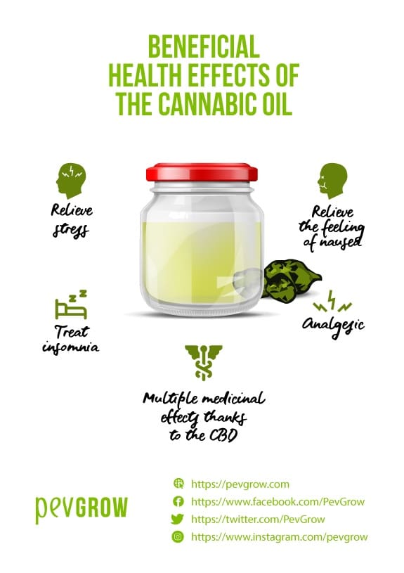 Image that summarizes health benefits of cannabic oil