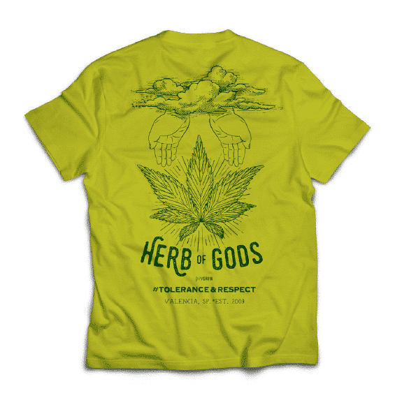 Notre t-shirt Pevgrow "Weed of the Gods" (herbe des dieux)