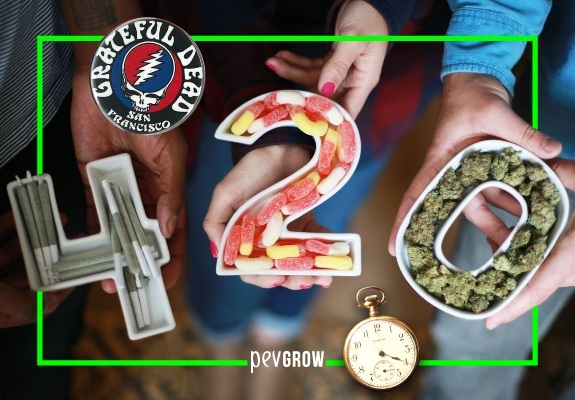 Die Zahlen 420 gefüllt mit konsumierbaren Cannabisprodukten