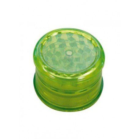 Grinder para marihuana con tapa transparente y polinizador.