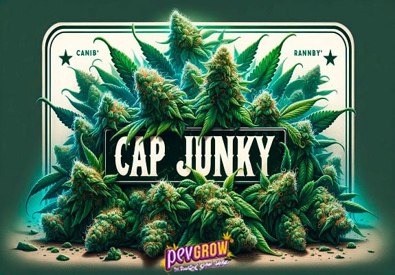 Un enorme ramo de cogollos de cannabis con su nombre Cap Junky escrito encima