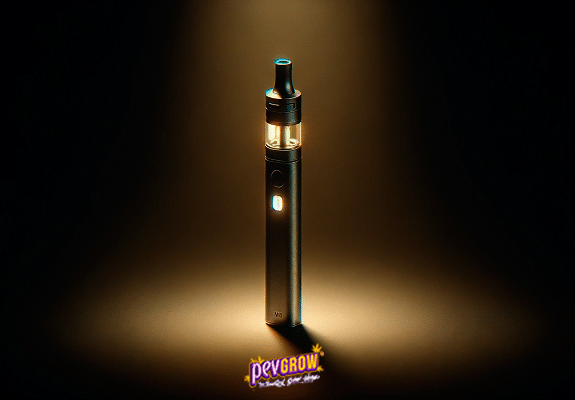 Photo of a vape with the battery indicator light on